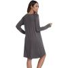 imageWiWi Womens Long Sleeve Viscose from Bamboo Nightgowns Soft Sleep Shirt V Neck Night Dress Button Down Nightshirt SXXLDark Grey