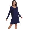 imageWiWi Womens Long Sleeve Viscose from Bamboo Nightgowns Soft Sleep Shirt V Neck Night Dress Button Down Nightshirt SXXLNavy