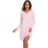 imageWiWi Womens Long Sleeve Viscose from Bamboo Nightgowns Soft Sleep Shirt V Neck Night Dress Button Down Nightshirt SXXLPink