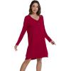 imageWiWi Womens Long Sleeve Viscose from Bamboo Nightgowns Soft Sleep Shirt V Neck Night Dress Button Down Nightshirt SXXLWine Red
