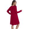 imageWiWi Womens Long Sleeve Viscose from Bamboo Nightgowns Soft Sleep Shirt V Neck Night Dress Button Down Nightshirt SXXLWine Red