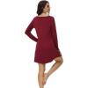 imageWiWi Womens Nightgown Sleepwear Soft Sleepshirt Long Sleeve Nightshirt Pajama DressViscose from Bamboo SXXLWine