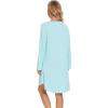imageWiWi Womens Nightgowns Viscose from Bamboo Long Sleeve Nightshirt V Neck Soft Sleepwear Nightwear Sleep Dress SXXLAqua