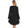 imageWiWi Womens Nightgowns Viscose from Bamboo Long Sleeve Nightshirt V Neck Soft Sleepwear Nightwear Sleep Dress SXXLBlack