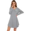 imageWiWi Womens Nightgowns Viscose from Bamboo Long Sleeve Nightshirt V Neck Soft Sleepwear Nightwear Sleep Dress SXXLHeather Grey