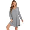 imageWiWi Womens Nightgowns Viscose from Bamboo Long Sleeve Nightshirt V Neck Soft Sleepwear Nightwear Sleep Dress SXXLHeather Grey
