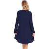 imageWiWi Womens Nightgowns Viscose from Bamboo Long Sleeve Nightshirt V Neck Soft Sleepwear Nightwear Sleep Dress SXXLNavy
