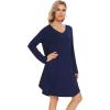 imageWiWi Womens Nightgowns Viscose from Bamboo Long Sleeve Nightshirt V Neck Soft Sleepwear Nightwear Sleep Dress SXXLNavy