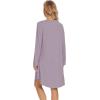 imageWiWi Womens Nightgowns Viscose from Bamboo Long Sleeve Nightshirt V Neck Soft Sleepwear Nightwear Sleep Dress SXXLViolet