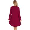 imageWiWi Womens Nightgowns Viscose from Bamboo Long Sleeve Nightshirt V Neck Soft Sleepwear Nightwear Sleep Dress SXXLWine