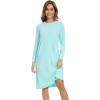 imageWiWi Womens NightgownsViscose from Bamboo Long Sleeve Pajama Gwons Nightshirts Soft Sleepshirt with Pockets SXXLAqua