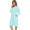 imageWiWi Womens NightgownsViscose from Bamboo Long Sleeve Pajama Gwons Nightshirts Soft Sleepshirt with Pockets SXXLAqua
