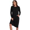 imageWiWi Womens NightgownsViscose from Bamboo Long Sleeve Pajama Gwons Nightshirts Soft Sleepshirt with Pockets SXXLBlack