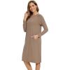 imageWiWi Womens NightgownsViscose from Bamboo Long Sleeve Pajama Gwons Nightshirts Soft Sleepshirt with Pockets SXXLCamel