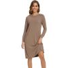 imageWiWi Womens NightgownsViscose from Bamboo Long Sleeve Pajama Gwons Nightshirts Soft Sleepshirt with Pockets SXXLCamel