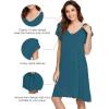 imageWiWi Womens Soft Nightgowns Night Shirt Short Sleeve Sleep Shirts Ladies Plus Size Sleepwear SXXLCdark Teal