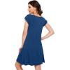imageWiWi Womens Soft Nightgowns Night Shirt Short Sleeve Sleep Shirts Ladies Plus Size Sleepwear SXXLCprussian Blue