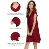imageWiWi Womens Soft Nightgowns Night Shirt Short Sleeve Sleep Shirts Ladies Plus Size Sleepwear SXXLCwine Red