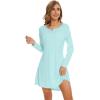 imageWiWi Womens Viscose from Bamboo Nightgown Long Sleeve Nightshirt Soft Sleep Dress Vneck Loose Comfy Pajama Sleepwear SXXLAqua