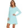 imageWiWi Womens Viscose from Bamboo Nightgown Long Sleeve Nightshirt Soft Sleep Dress Vneck Loose Comfy Pajama Sleepwear SXXLAqua