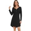 imageWiWi Womens Viscose from Bamboo Nightgown Long Sleeve Nightshirt Soft Sleep Dress Vneck Loose Comfy Pajama Sleepwear SXXLBlack