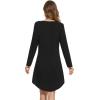 imageWiWi Womens Viscose from Bamboo Nightgown Long Sleeve Nightshirt Soft Sleep Dress Vneck Loose Comfy Pajama Sleepwear SXXLBlack