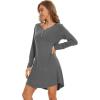 imageWiWi Womens Viscose from Bamboo Nightgown Long Sleeve Nightshirt Soft Sleep Dress Vneck Loose Comfy Pajama Sleepwear SXXLDark Heather Grey