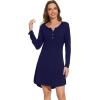 imageWiWi Womens Viscose from Bamboo Nightgown Long Sleeve Nightshirt Soft Sleep Dress Vneck Loose Comfy Pajama Sleepwear SXXLNavy