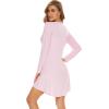 imageWiWi Womens Viscose from Bamboo Nightgown Long Sleeve Nightshirt Soft Sleep Dress Vneck Loose Comfy Pajama Sleepwear SXXLPink