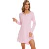 imageWiWi Womens Viscose from Bamboo Nightgown Long Sleeve Nightshirt Soft Sleep Dress Vneck Loose Comfy Pajama Sleepwear SXXLPink