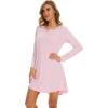 imageWiWi Womens Viscose from Bamboo Nightgown Long Sleeve Nightshirt Soft Sleep Dress Vneck Loose Comfy Pajama Sleepwear SXXLPink