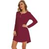 imageWiWi Womens Viscose from Bamboo Nightgown Long Sleeve Nightshirt Soft Sleep Dress Vneck Loose Comfy Pajama Sleepwear SXXLWine