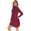 imageWiWi Womens Viscose from Bamboo Nightgown Long Sleeve Nightshirt Soft Sleep Dress Vneck Loose Comfy Pajama Sleepwear SXXLWine