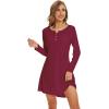 imageWiWi Womens Viscose from Bamboo Nightgown Long Sleeve Nightshirt Soft Sleep Dress Vneck Loose Comfy Pajama Sleepwear SXXLWine