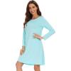 imageWiWi Womens Viscose from Bamboo Nightgowns Long Sleeve Crewneck Sleepshirts Casual Loose Gown Soft Sleep Shirt SXXLAaqua