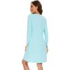 imageWiWi Womens Viscose from Bamboo Nightgowns Long Sleeve Crewneck Sleepshirts Casual Loose Gown Soft Sleep Shirt SXXLAaqua