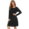 imageWiWi Womens Viscose from Bamboo Nightgowns Long Sleeve Crewneck Sleepshirts Casual Loose Gown Soft Sleep Shirt SXXLAblack