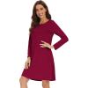 imageWiWi Womens Viscose from Bamboo Nightgowns Long Sleeve Crewneck Sleepshirts Casual Loose Gown Soft Sleep Shirt SXXLAwine