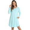 imageWiWi Womens Viscose from Bamboo Nightgowns Long Sleeve Crewneck Sleepshirts Casual Loose Gown Soft Sleep Shirt SXXLBaqua