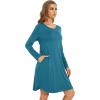 imageWiWi Womens Viscose from Bamboo Nightgowns Long Sleeve Crewneck Sleepshirts Casual Loose Gown Soft Sleep Shirt SXXLBdark Teal