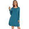 imageWiWi Womens Viscose from Bamboo Nightgowns Long Sleeve Crewneck Sleepshirts Casual Loose Gown Soft Sleep Shirt SXXLBdark Teal