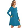 imageWiWi Womens Viscose from Bamboo Nightgowns Long Sleeve Crewneck Sleepshirts Casual Loose Gown Soft Sleep Shirt SXXLBteal Blue