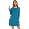 imageWiWi Womens Viscose from Bamboo Nightgowns Long Sleeve Crewneck Sleepshirts Casual Loose Gown Soft Sleep Shirt SXXLBteal Blue