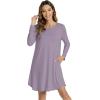 imageWiWi Womens Viscose from Bamboo Nightgowns Long Sleeve Crewneck Sleepshirts Casual Loose Gown Soft Sleep Shirt SXXLBviolet