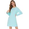imageWiWi Womens Viscose from Bamboo Nightgowns Long Sleeve Crewneck Sleepshirts Casual Loose Gown Soft Sleep Shirt SXXLCaqua