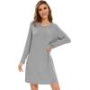 imageWiWi Womens Viscose from Bamboo Nightgowns Long Sleeve Crewneck Sleepshirts Casual Loose Gown Soft Sleep Shirt SXXLCheather Grey