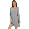 imageWiWi Womens Viscose from Bamboo Nightgowns Long Sleeve Crewneck Sleepshirts Casual Loose Gown Soft Sleep Shirt SXXLCheather Grey