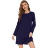 imageWiWi Womens Viscose from Bamboo Nightgowns Long Sleeve Crewneck Sleepshirts Casual Loose Gown Soft Sleep Shirt SXXLCnavy