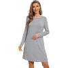 imageWiWi Womens Viscose from Bamboo Nightgowns Long Sleeve Crewneck Sleepshirts Casual Loose Gown Soft Sleep Shirt SXXLDheather Grey