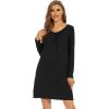 imageWiWi Womens Viscose from Bamboo Nightgowns Long Sleeve Crewneck Sleepshirts Casual Loose Gown Soft Sleep Shirt SXXLEblack